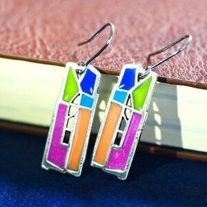 Womens Multi-Color Dangle Earrings